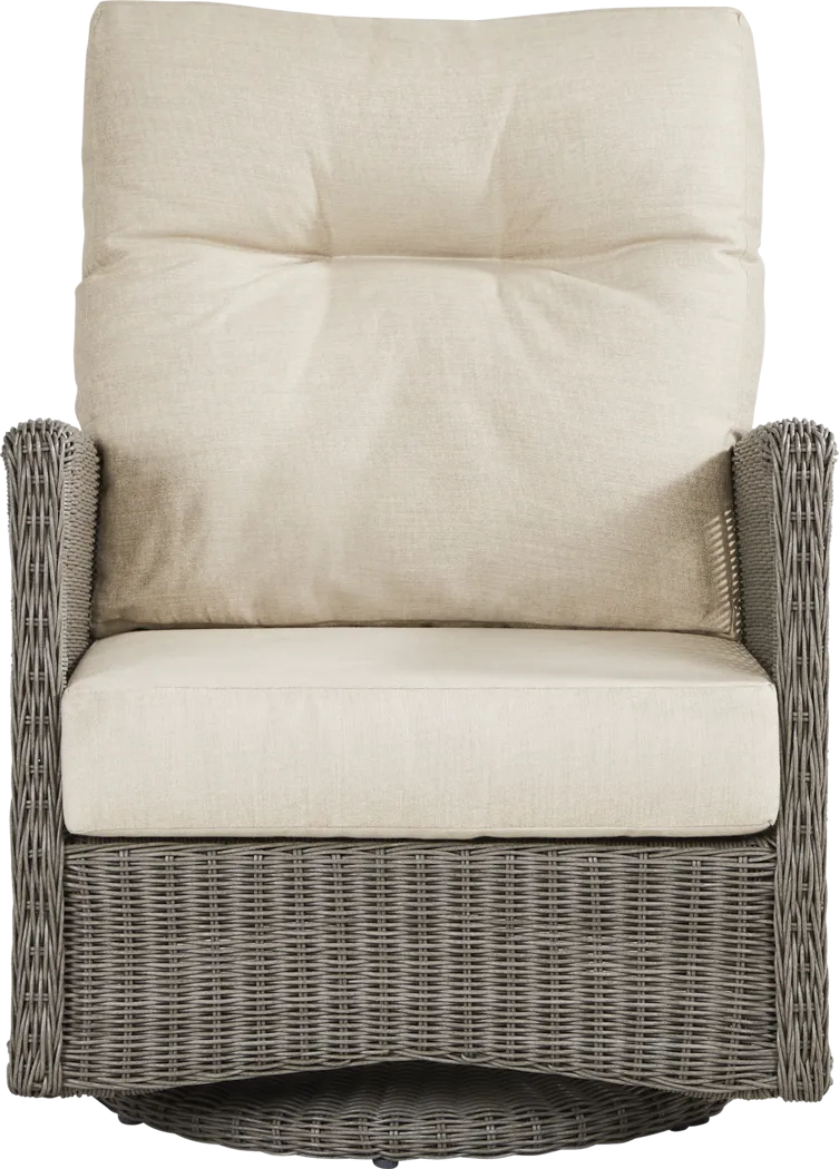 Forest Hills Gray 5 Pc Outdoor Chat Set with Swivel Chairs and Beige Cushions - Thumbnail - Image 3