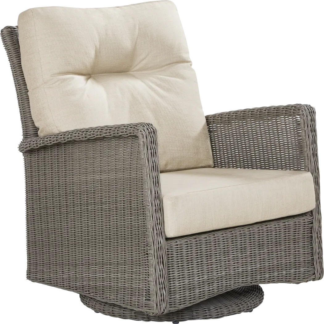 Forest Hills Gray 5 Pc Outdoor Chat Set with Swivel Chairs and Beige Cushions - Thumbnail - Image 2