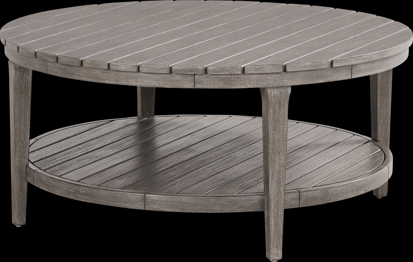 Forest Hills Gray Round Wood Outdoor Cocktail Table - Thumbnail - Image 1