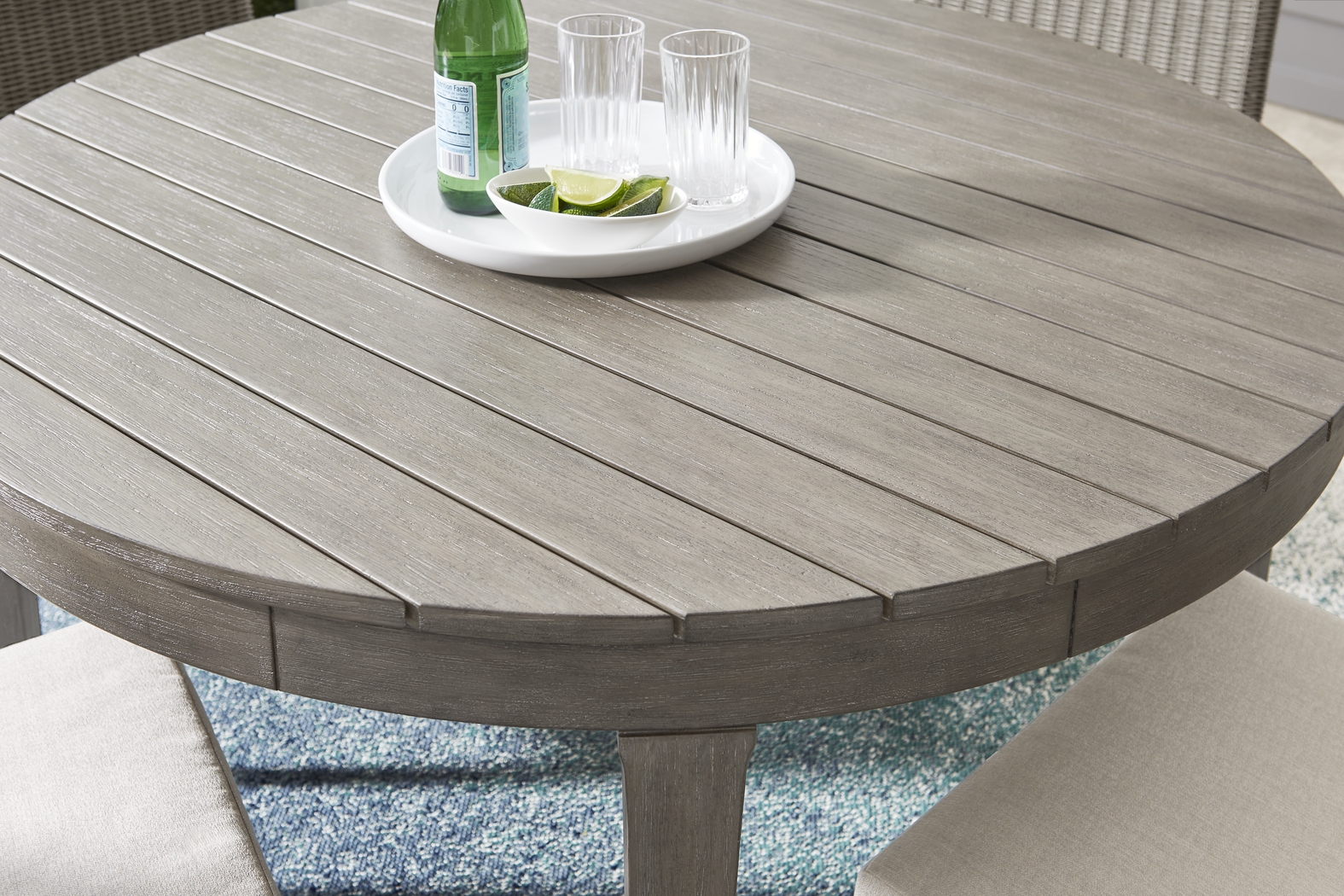 Forest Hills Gray Round Wood Outdoor Dining Table - Thumbnail - Image 2