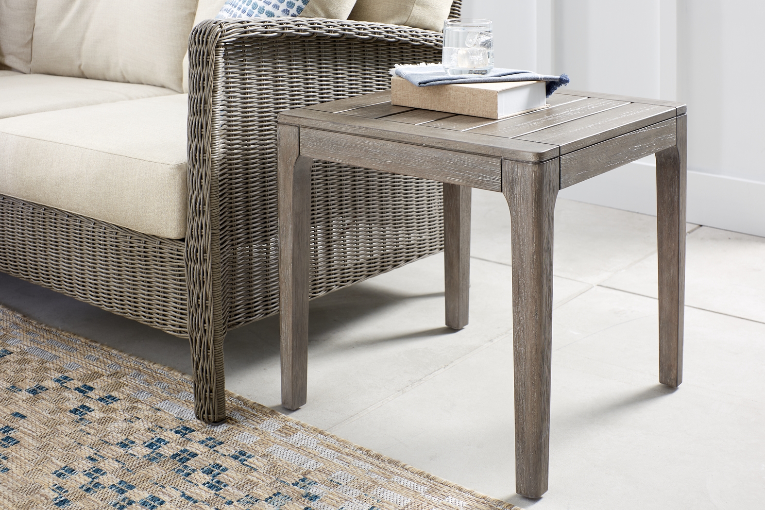 Forest Hills Gray Wood Outdoor End Table - Thumbnail - Image 2