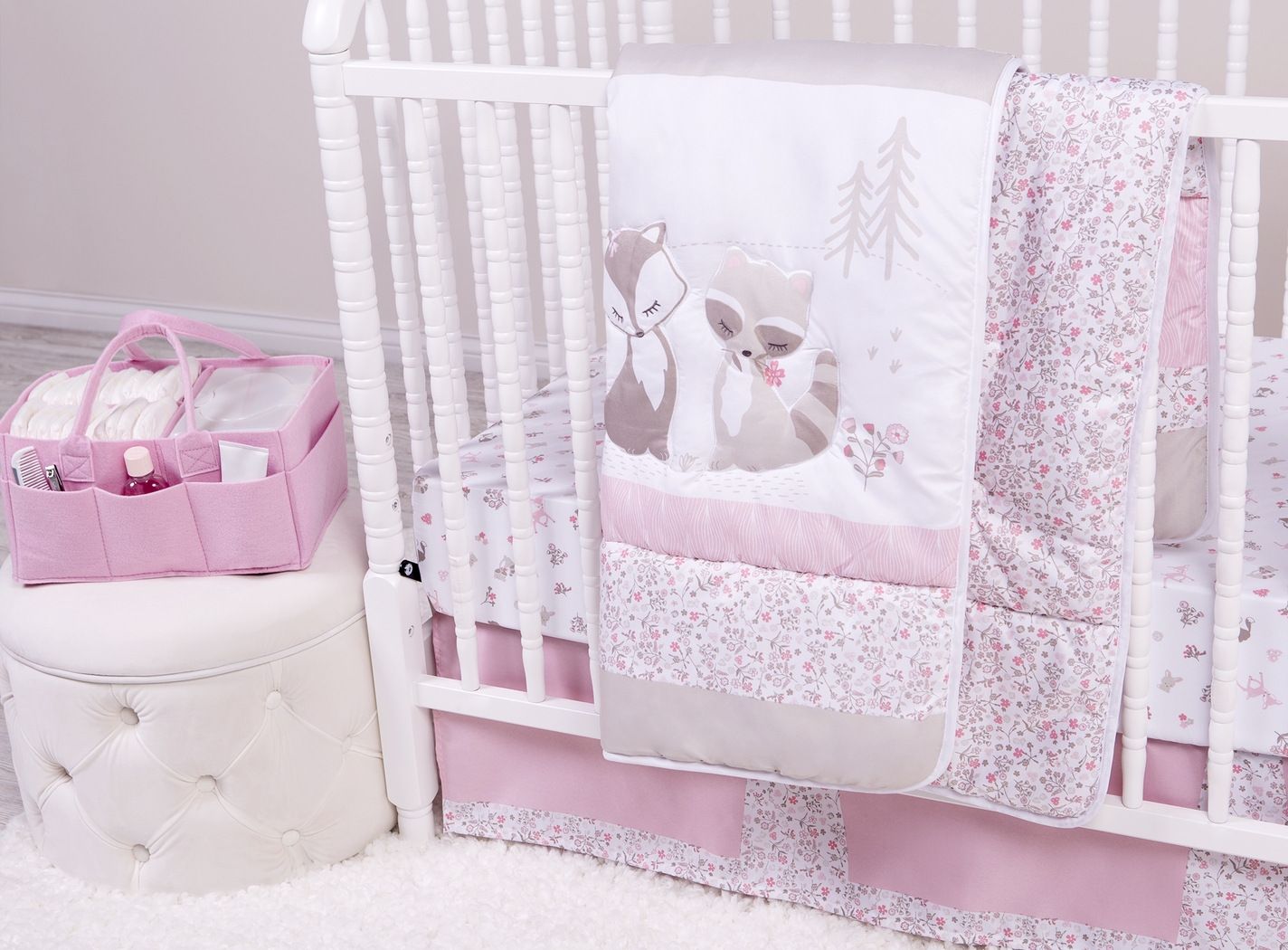 Forest Pals Pink 4 Pc Baby Bedding Set - Thumbnail - Image 6