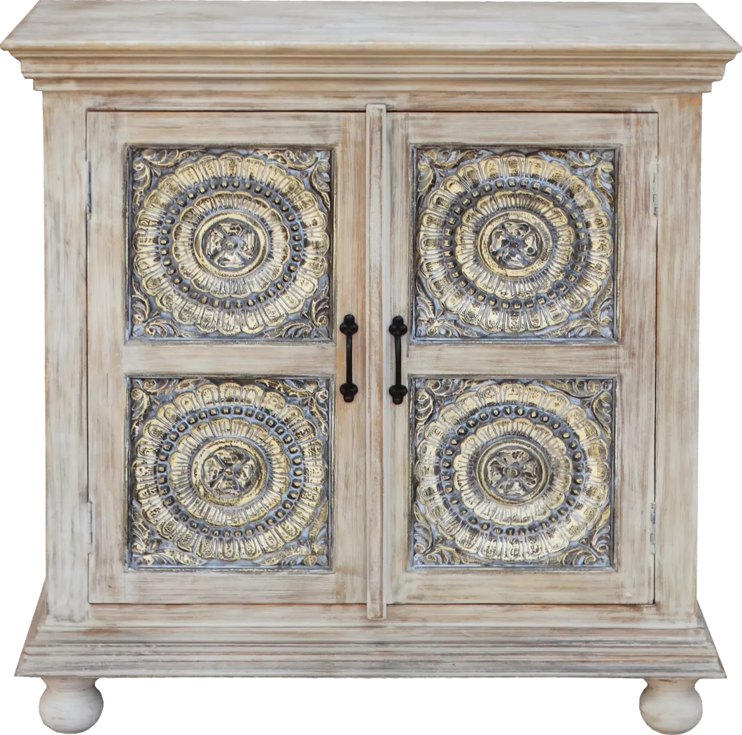 Four Carvings White Accent Cabinet - Thumbnail - Image 2