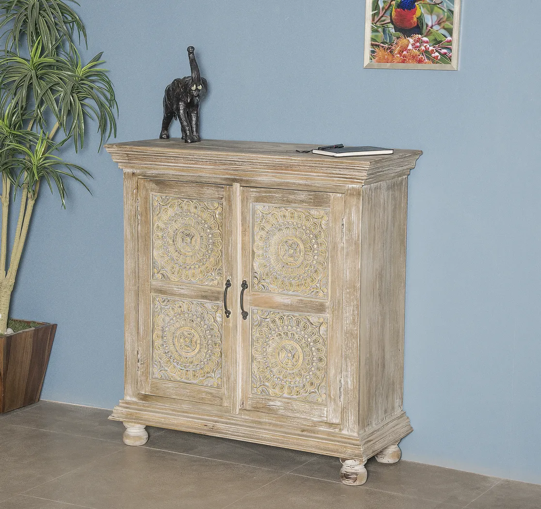 Four Carvings White Accent Cabinet - Thumbnail - Image 3