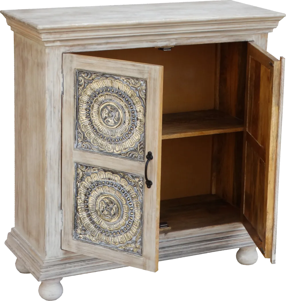 Four Carvings White Accent Cabinet - Thumbnail - Image 4