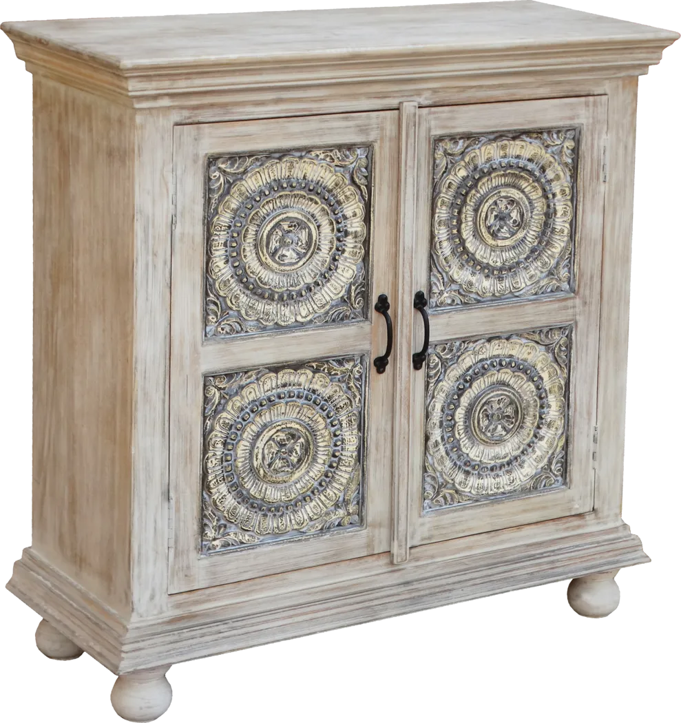 Four Carvings White Accent Cabinet - Thumbnail - Image 1