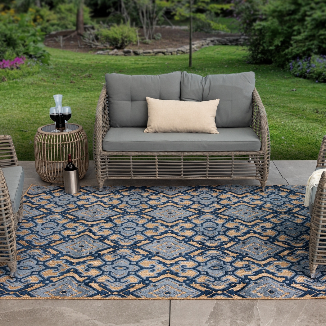 Framingway Blue 7'10 x 10' Indoor/Outdoor Rug - Thumbnail - Image 2