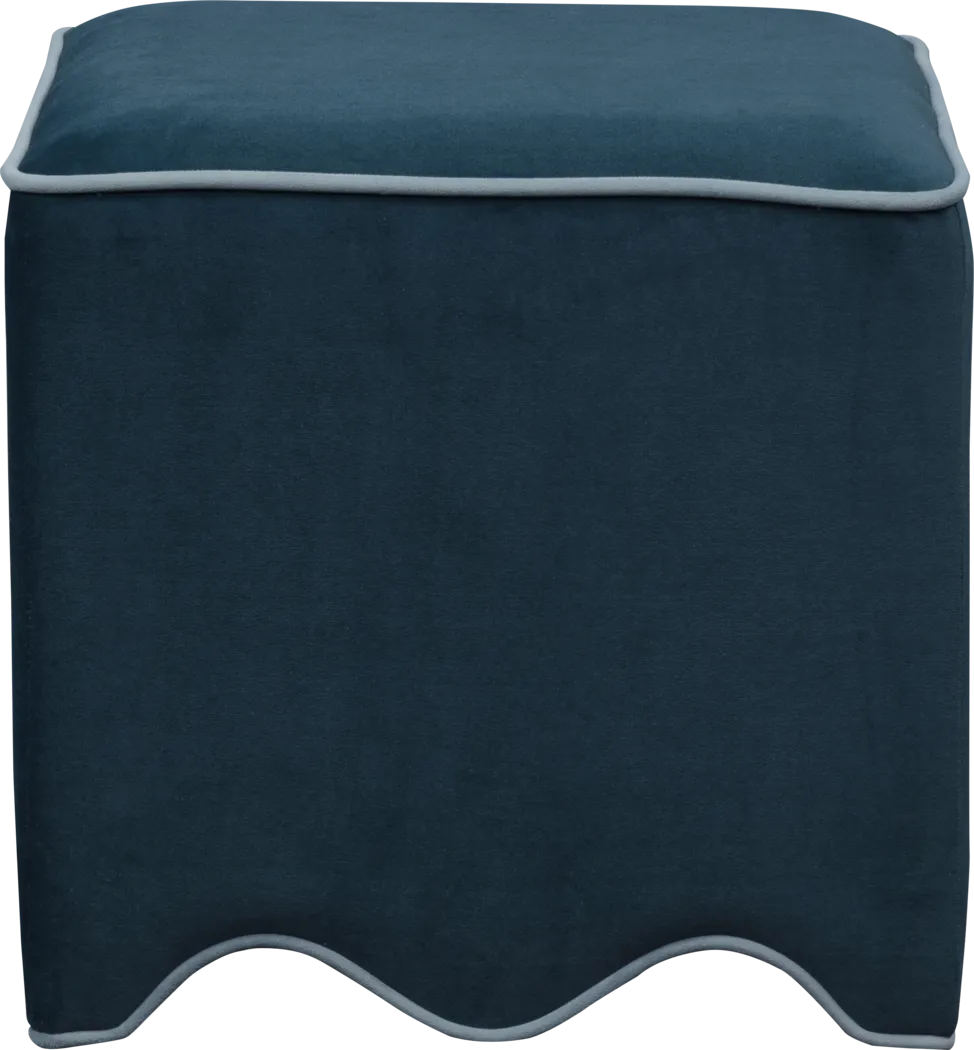 Frances Blue Ottoman - Thumbnail - Image 2