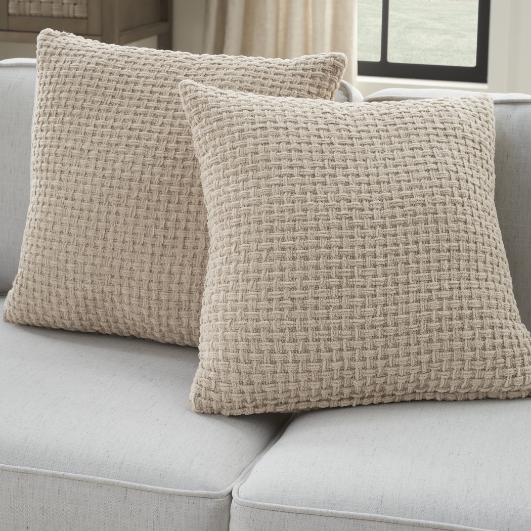 Freddie Beige Accent Pillow, Set of 2 - Thumbnail - Image 4