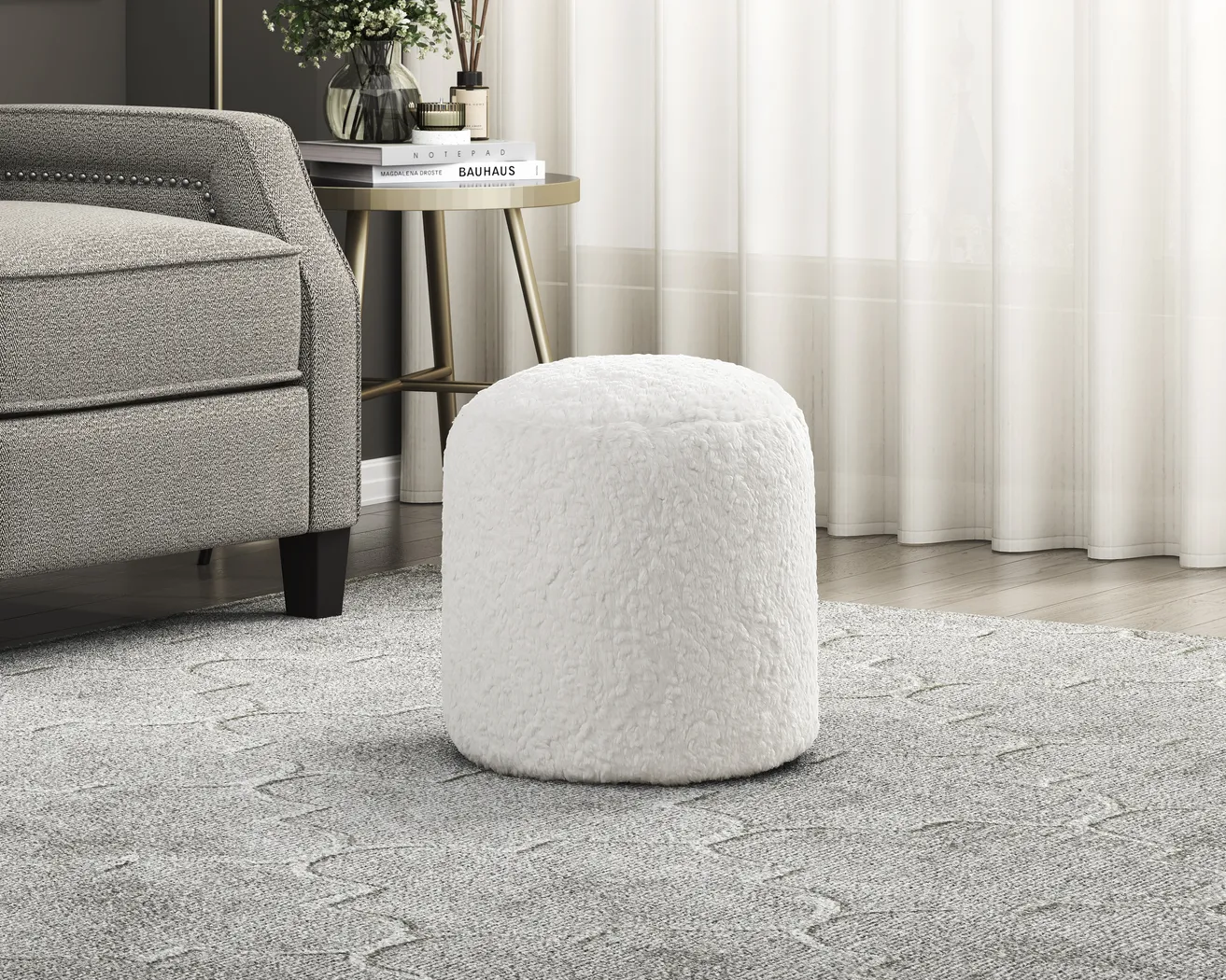 Fredi Off-White Pouf - Thumbnail - Image 2