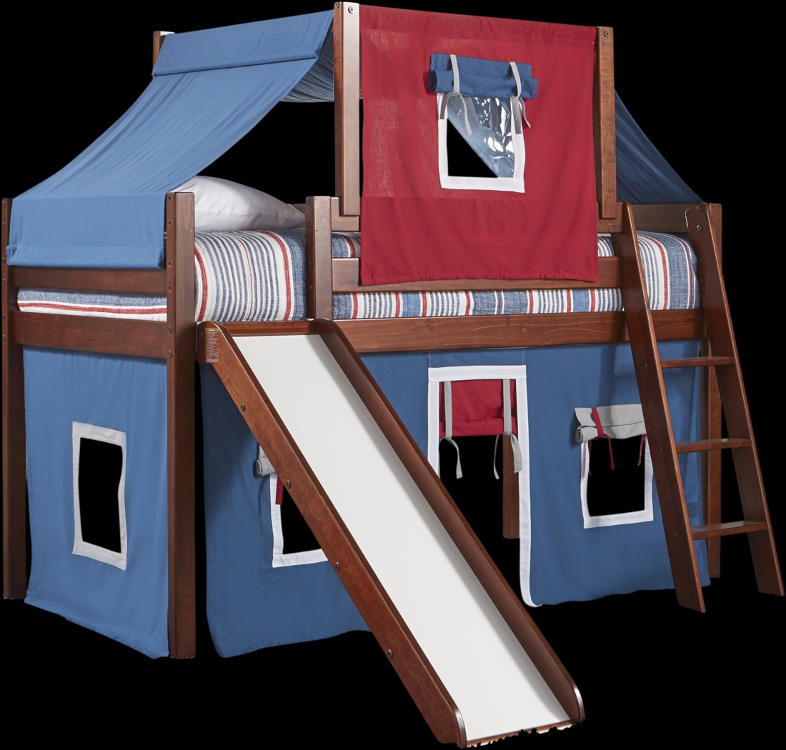 Freedom Fort Cherry Jr. Tent Loft Bed with Slide and Top Tent - Thumbnail - Image 1