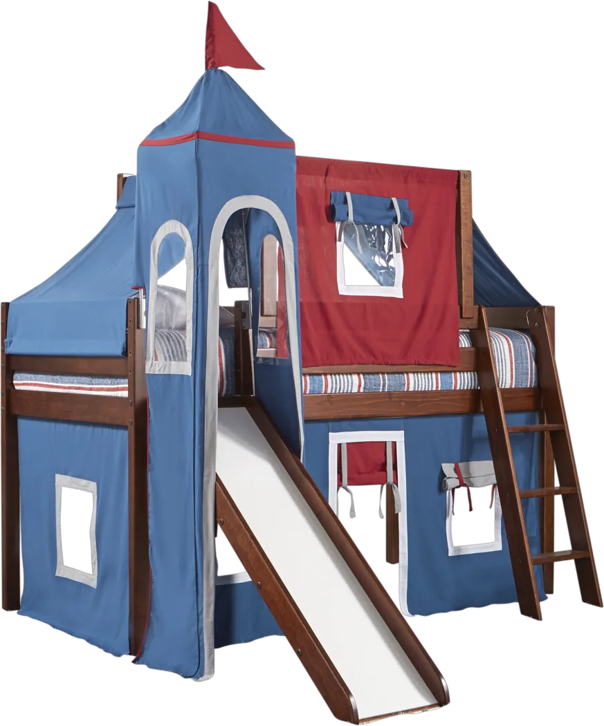 Freedom Fort Cherry Jr. Tent Loft Bed with Slide, Top Tent and Tower - Thumbnail - Image 1