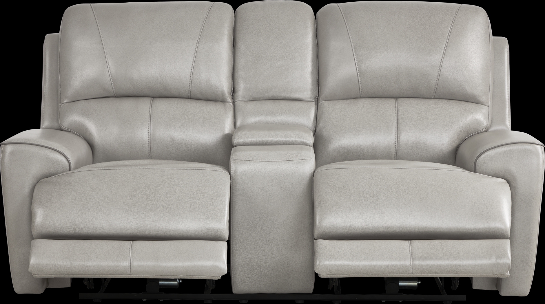 Fremont Gray Leather Dual Power Reclining Console Loveseat - Thumbnail - Image 2