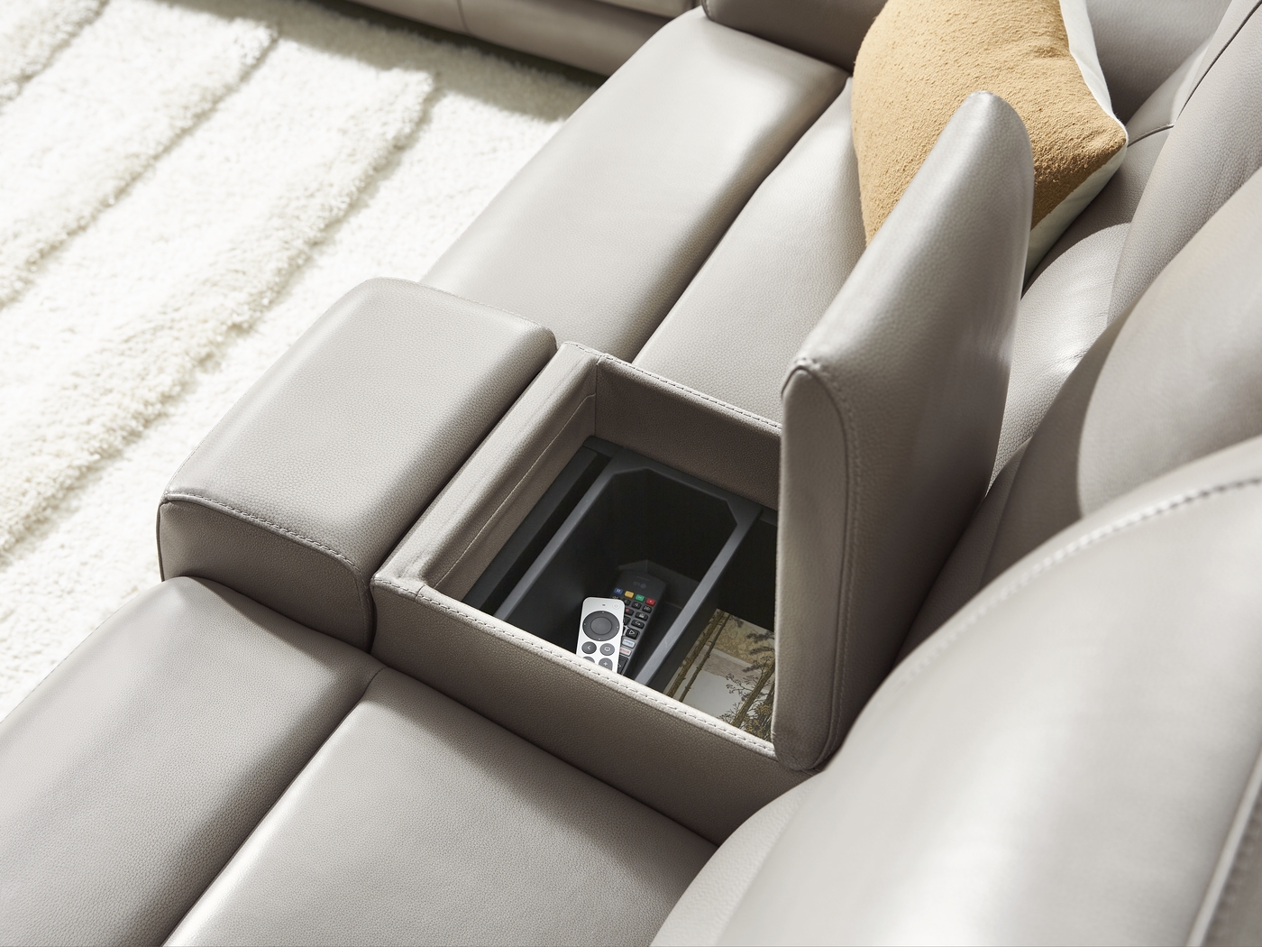 Fremont Gray Leather 5 Pc Dual Power Reclining Living Room - Thumbnail - Image 12