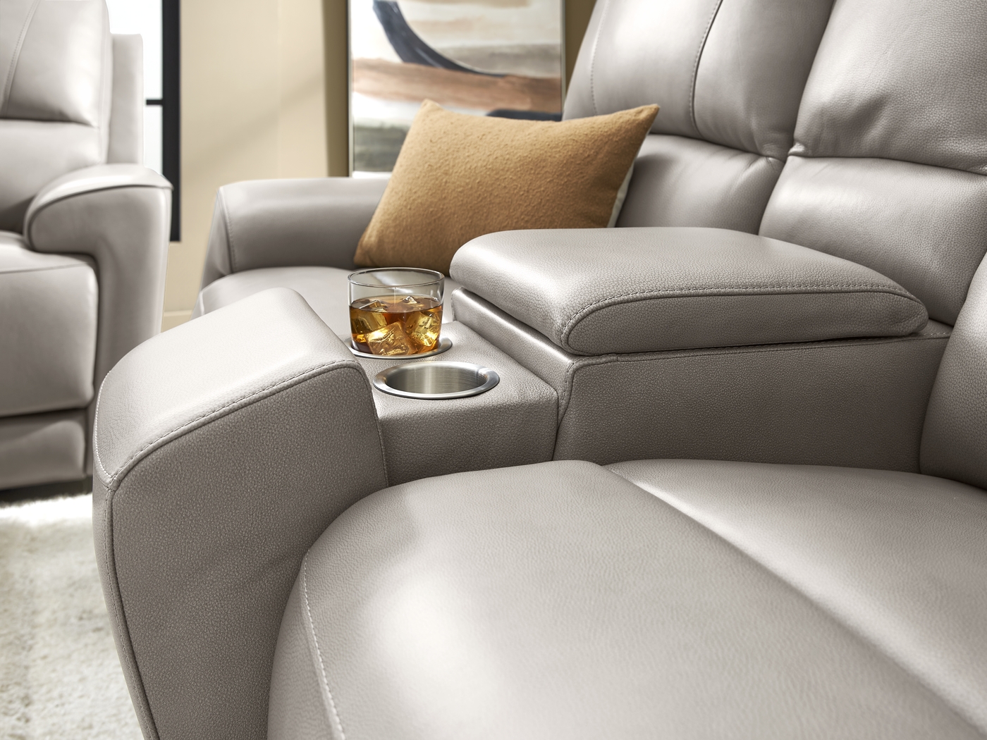 Fremont Gray Leather 5 Pc Dual Power Reclining Living Room - Thumbnail - Image 11