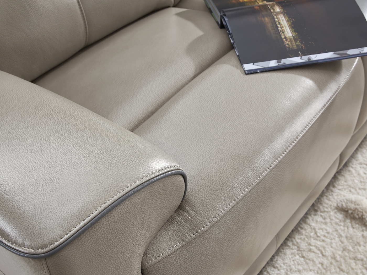 Fremont Gray Leather 8 Pc Living Room with Dual Power Reclining Sofa - Thumbnail - Image 10