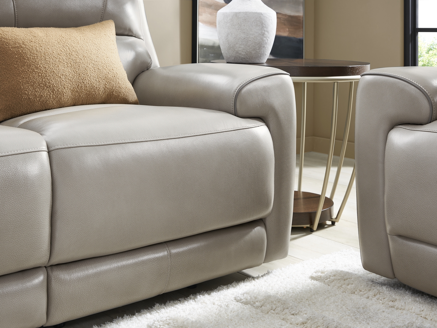 Fremont Gray Leather Reclining Sofa - Thumbnail - Image 4