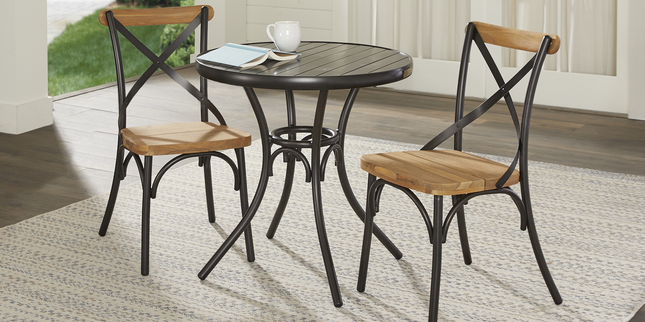 French Cafe Black Outdoor Side Chair - Thumbnail - Image 2