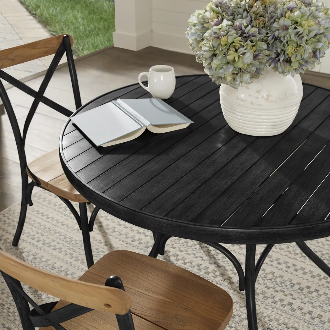 French Cafe Black 42 in. Round Outdoor Dining Table - Thumbnail - Image 2
