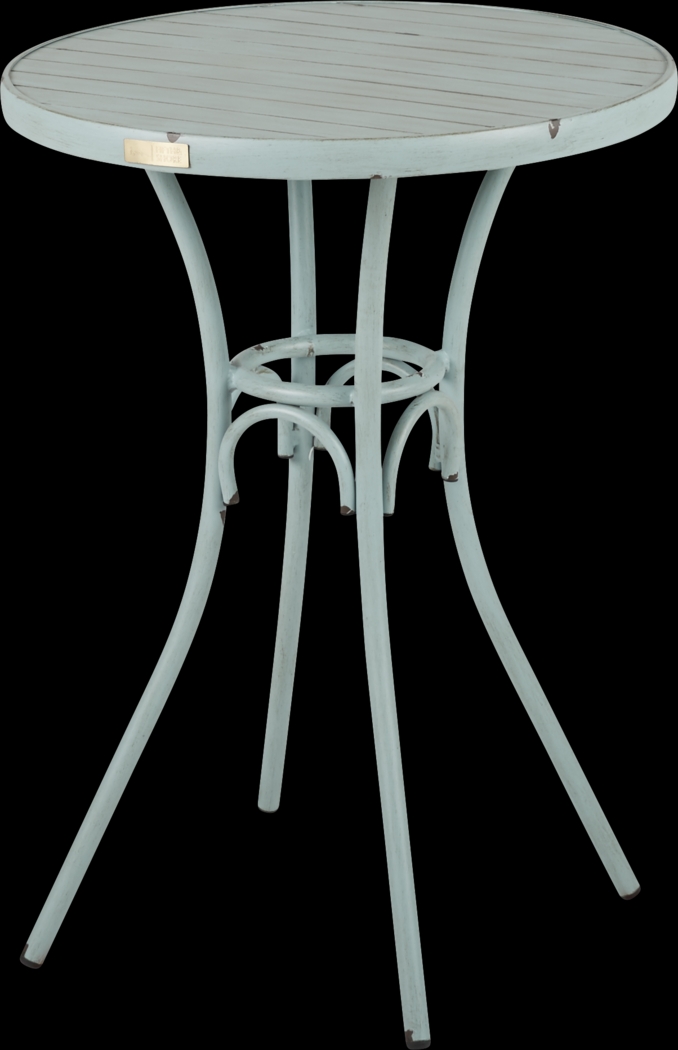 French Cafe Teal 30 in. Round Outdoor Bar Height Dining Table - Thumbnail - Image 1