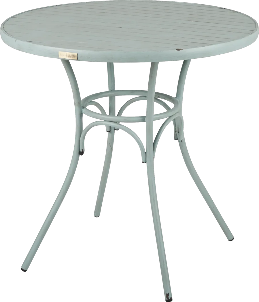 French Cafe Teal 42 in. Round Outdoor Bar Height Dining Table - Thumbnail - Image 1