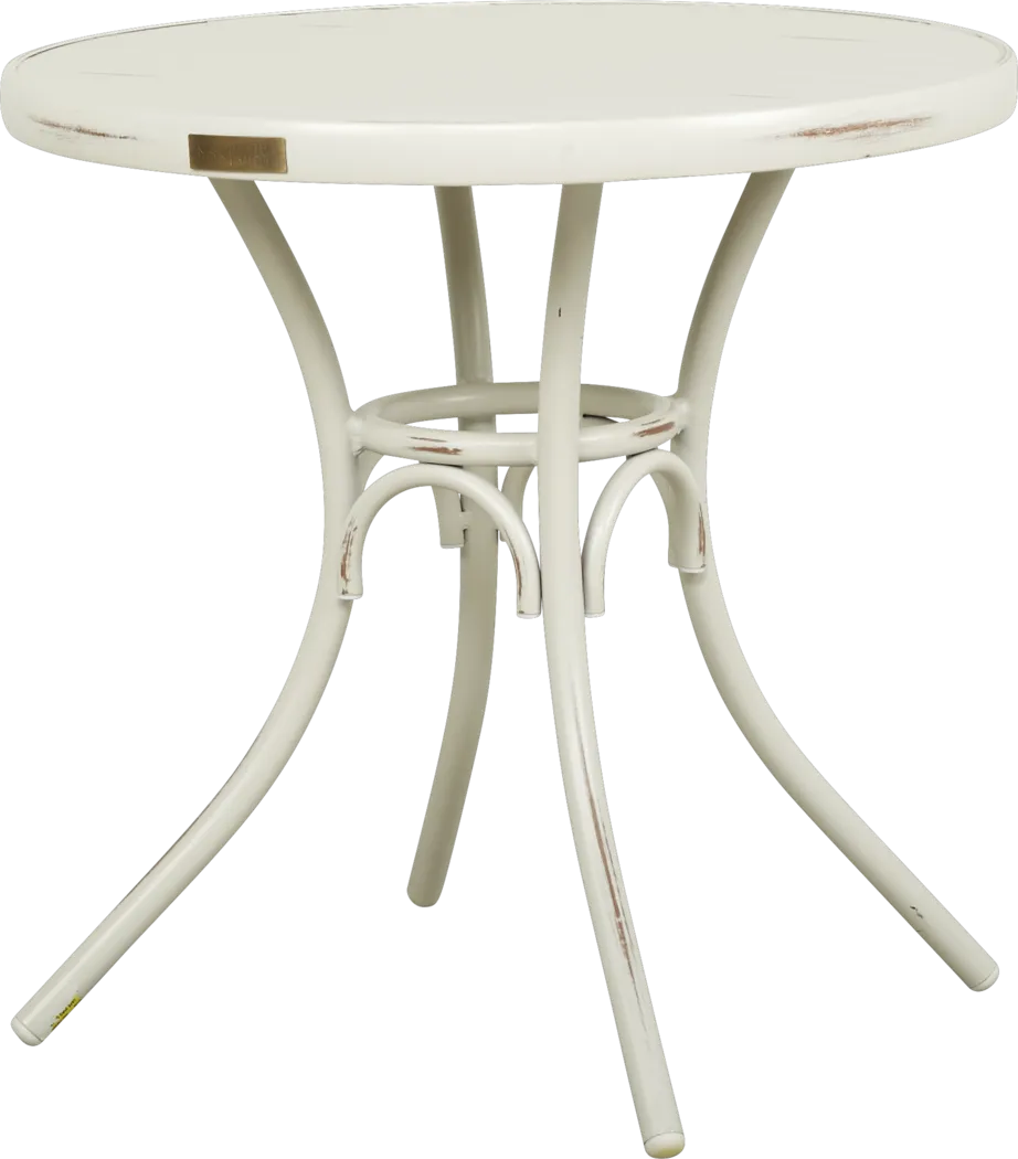 French Cafe White 30 in. Round Outdoor Dining Table - Thumbnail - Image 1