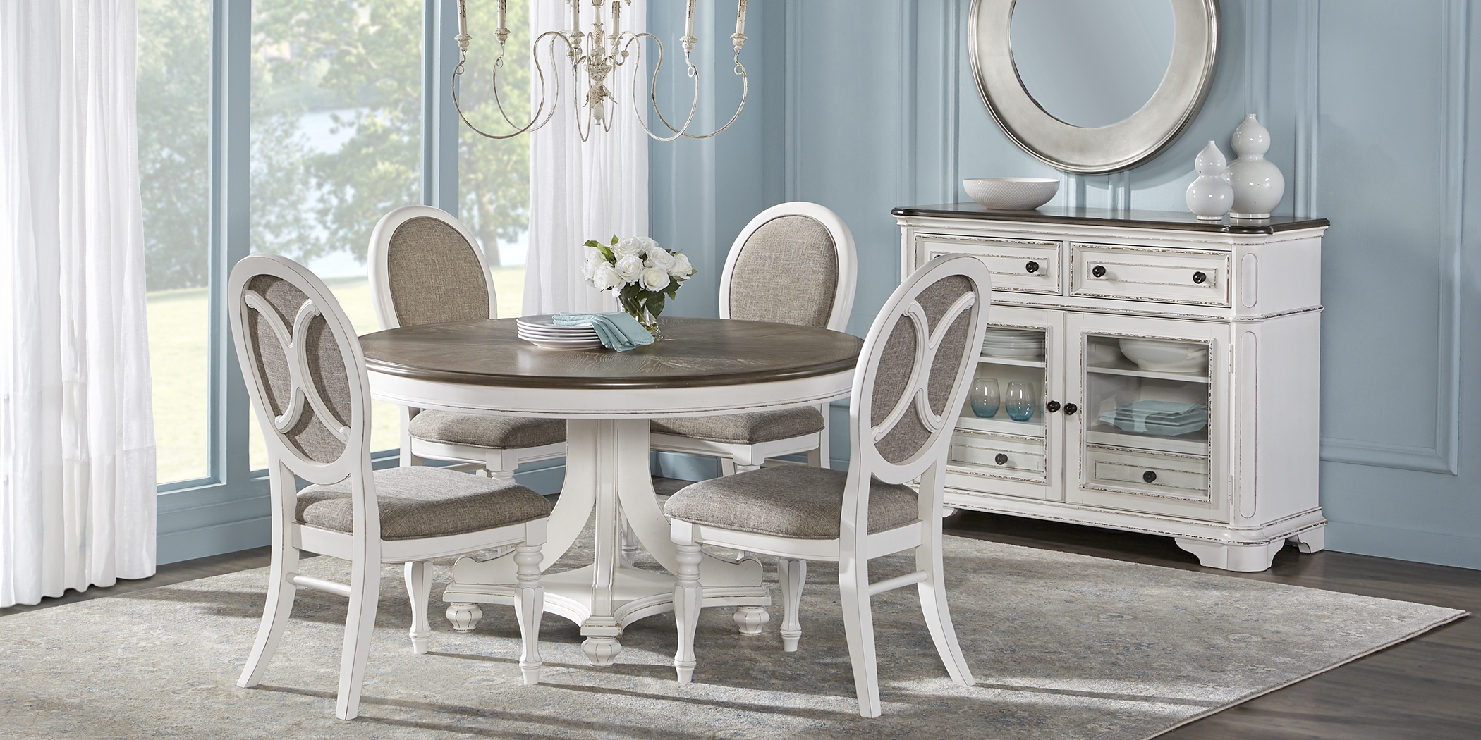 French Market White 5 Pc Round Dining Room - Thumbnail - Image 2