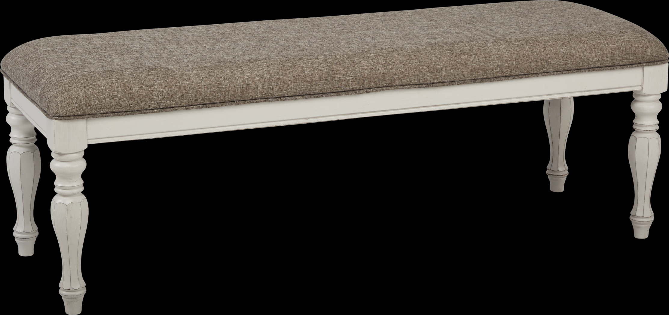 French Market White 6 Pc Rectangle Dining Room with Upholstered Chairs and Dining Bench - Thumbnail - Image 5