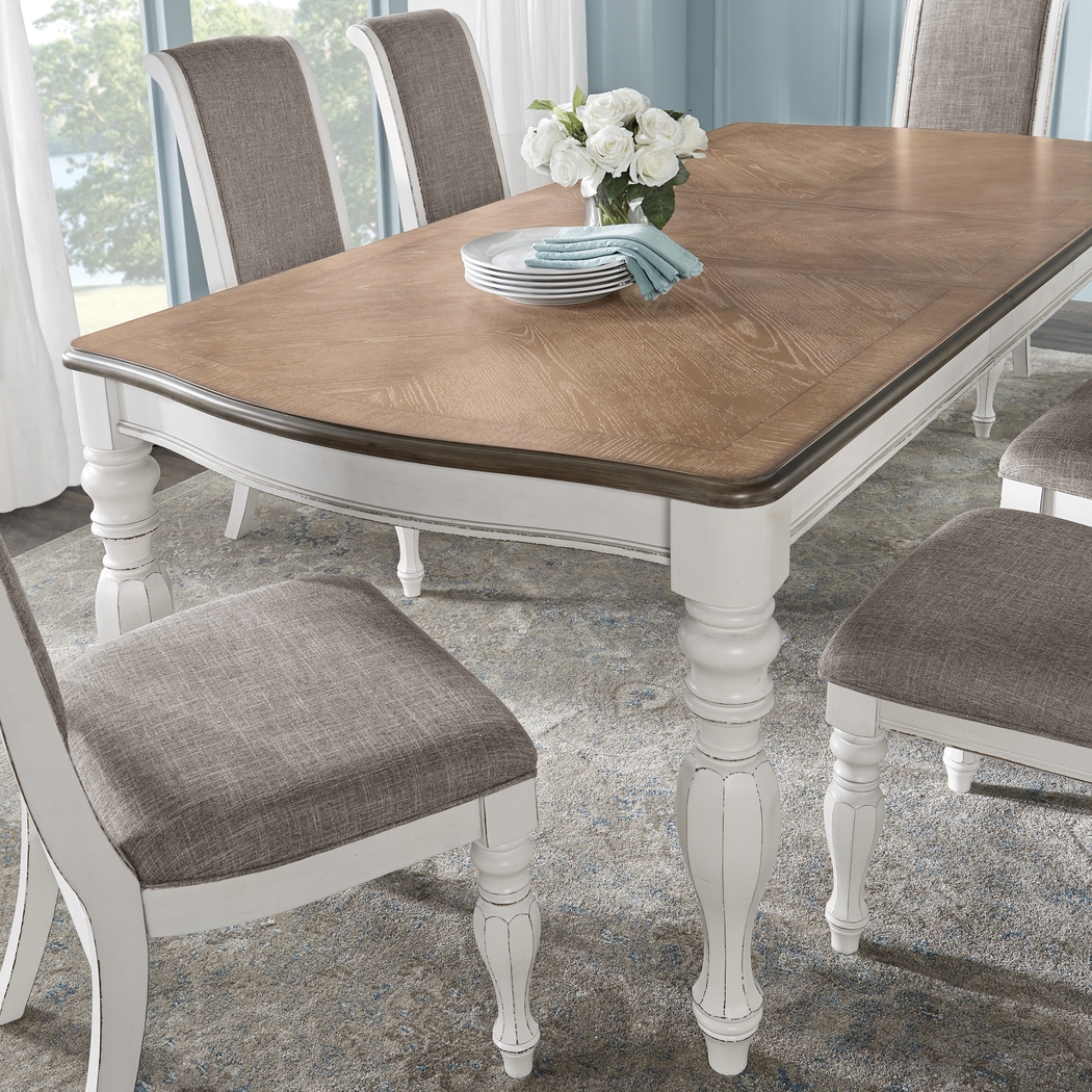 French Market White 5 Pc Rectangle Dining Room with Upholstered Chairs - Thumbnail - Image 4