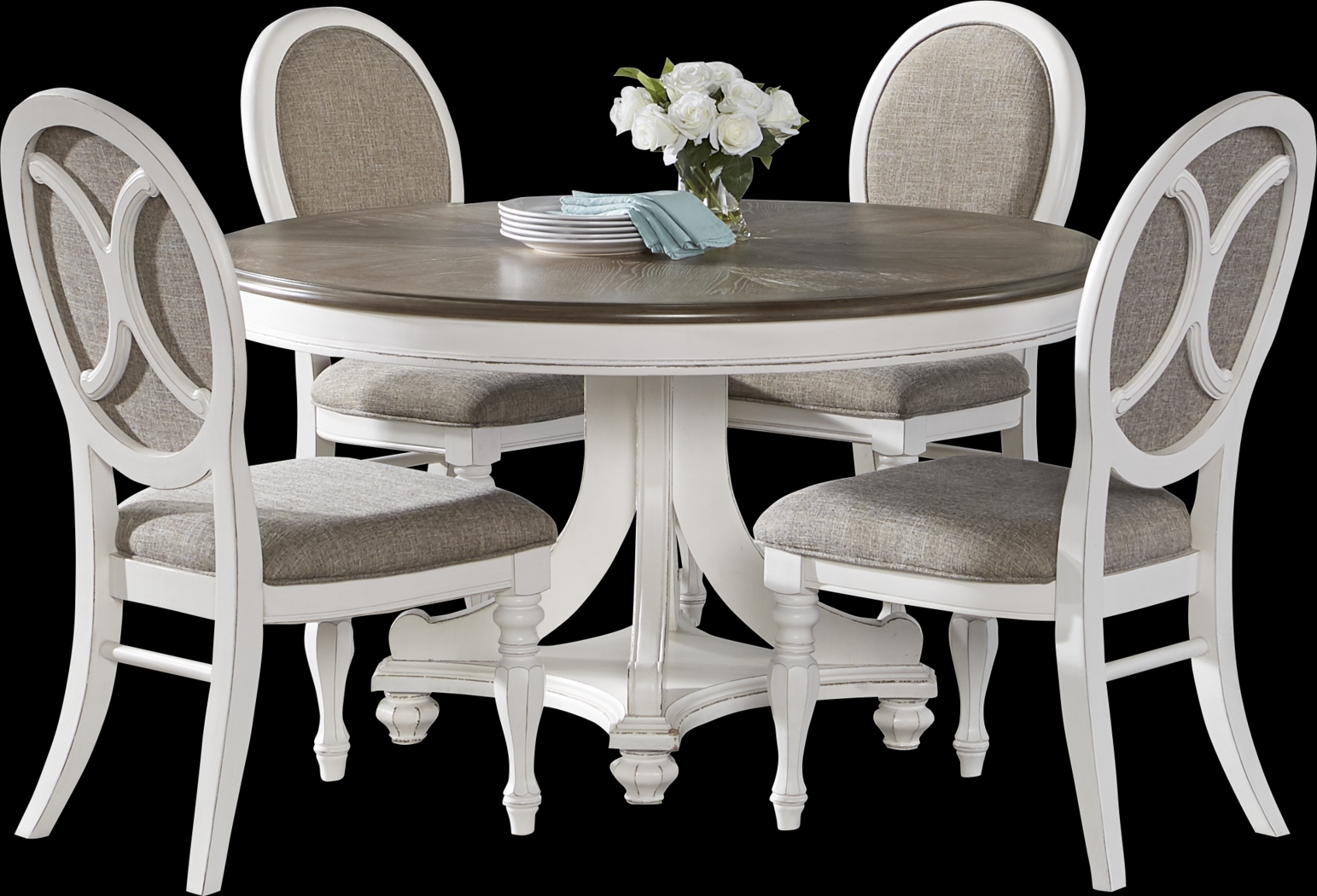 French Market White 5 Pc Round Dining Room - Thumbnail - Image 4