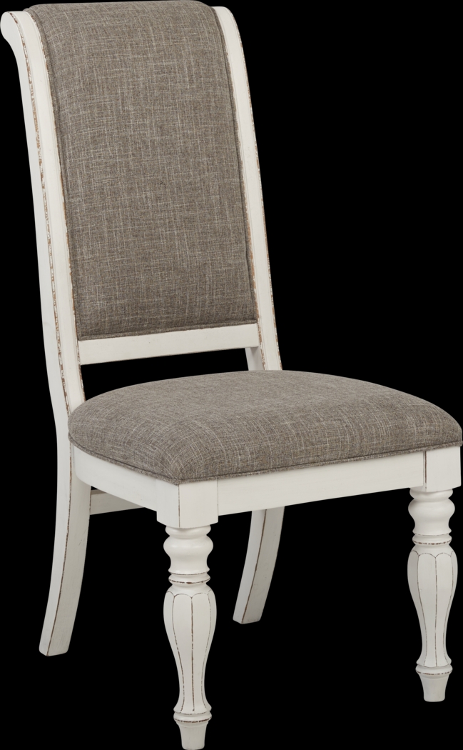 French Market White 5 Pc Rectangle Dining Room with Upholstered Chairs - Thumbnail - Image 5