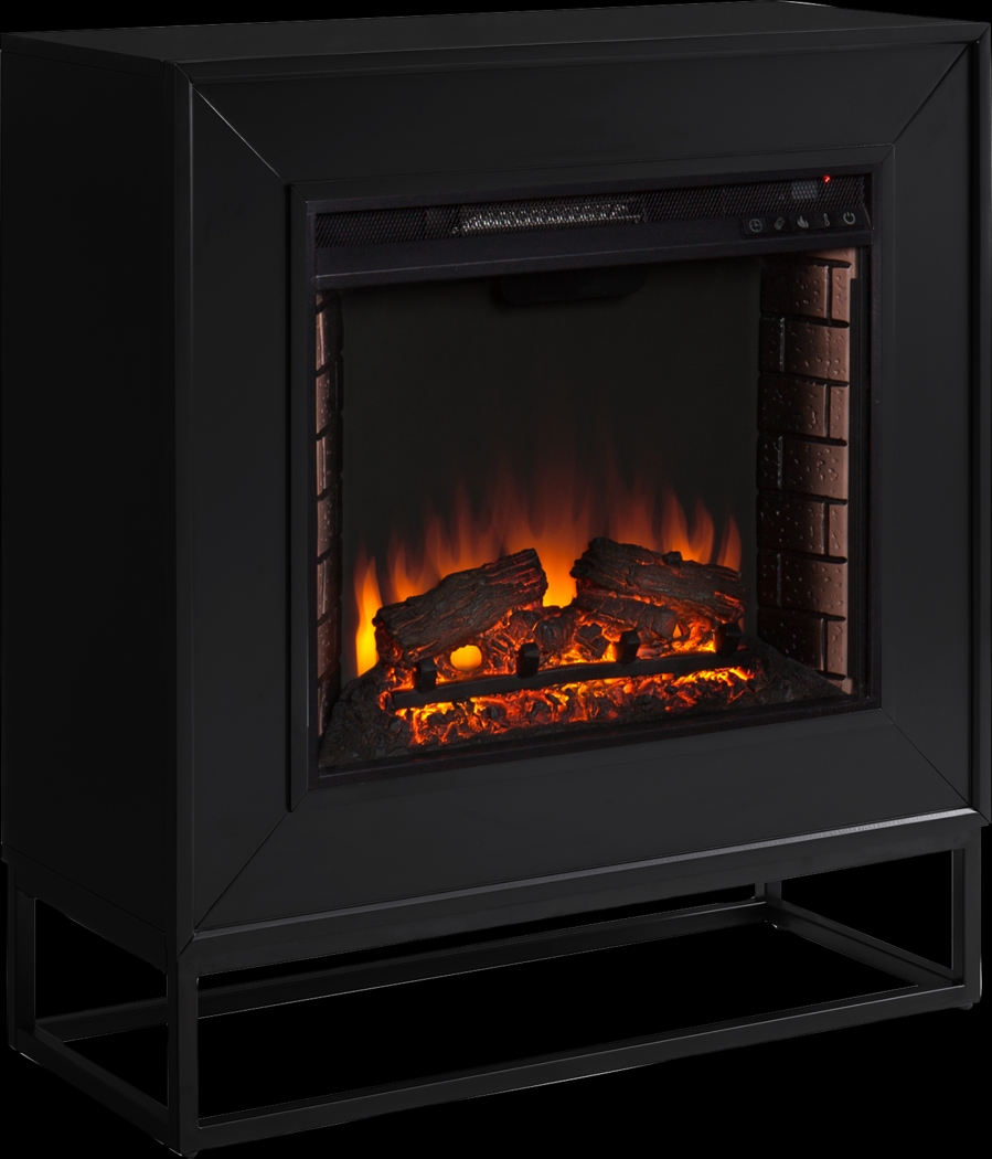 Frescan II Black 33 in. Console With Electric Log Fireplace - Thumbnail - Image 1