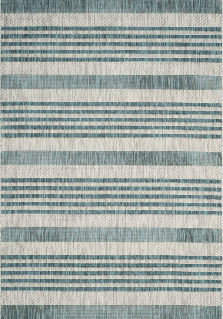 Fresh Stripes Teal 8' x 11' Indoor/Outdoor Rug - Thumbnail - Image 1