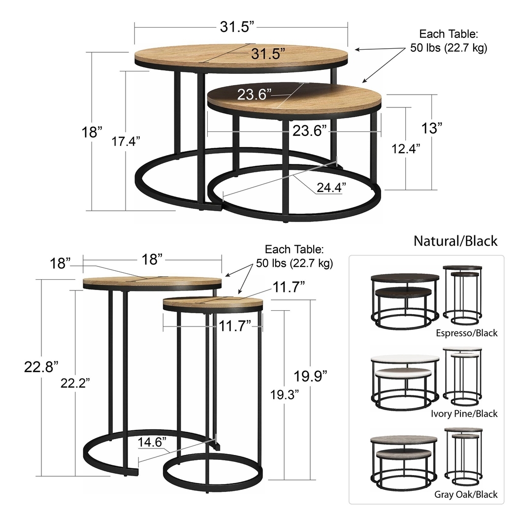 Friedel Oak Nesting Cocktail & End Table, Set of 4 - Thumbnail - Image 15
