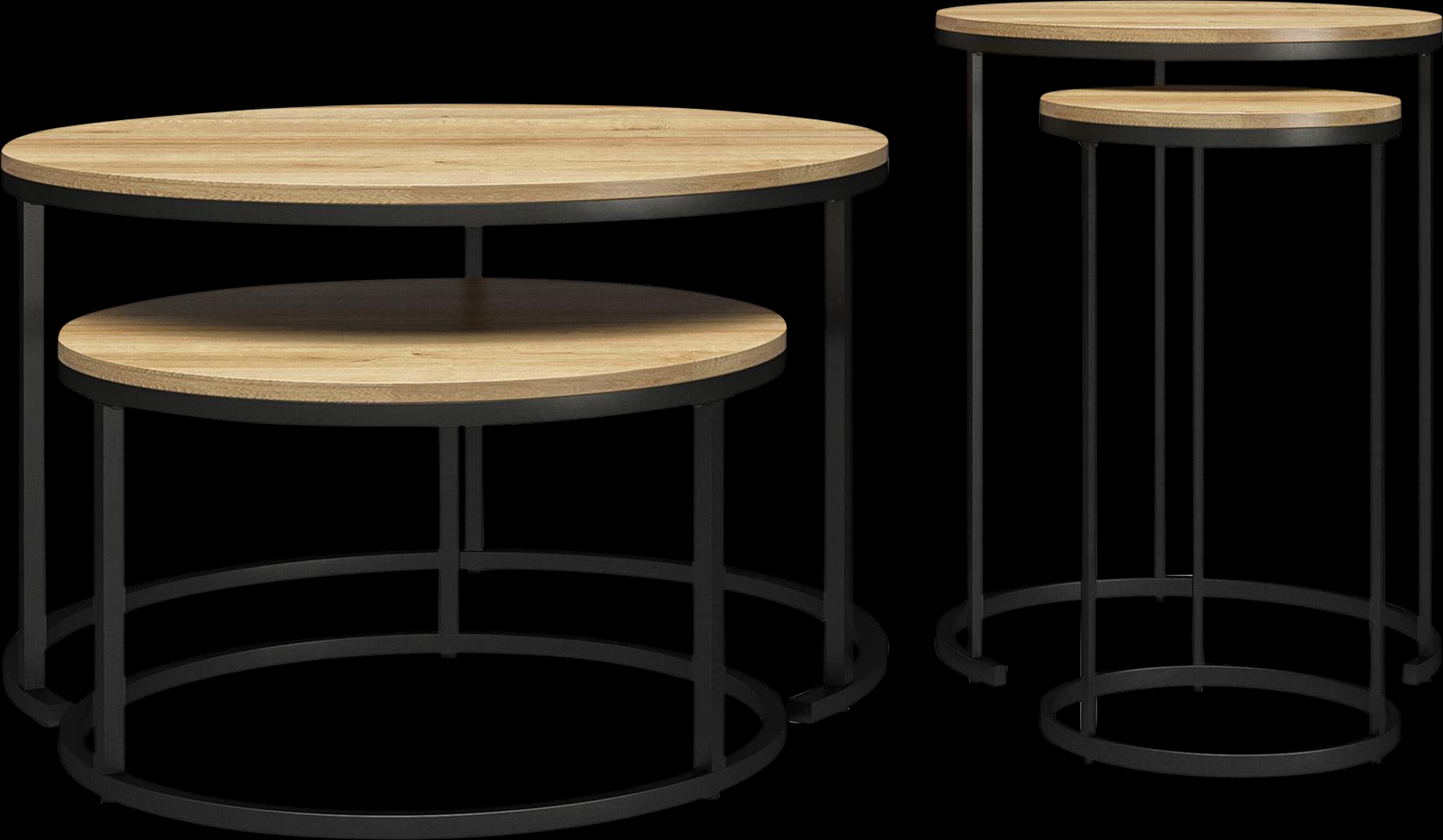 Friedel Oak Nesting Cocktail & End Table, Set of 4 - Thumbnail - Image 1