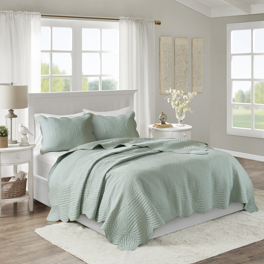 Friendswood Seafoam Green 3 Pc Full/Queen Quilt Set - Thumbnail - Image 2