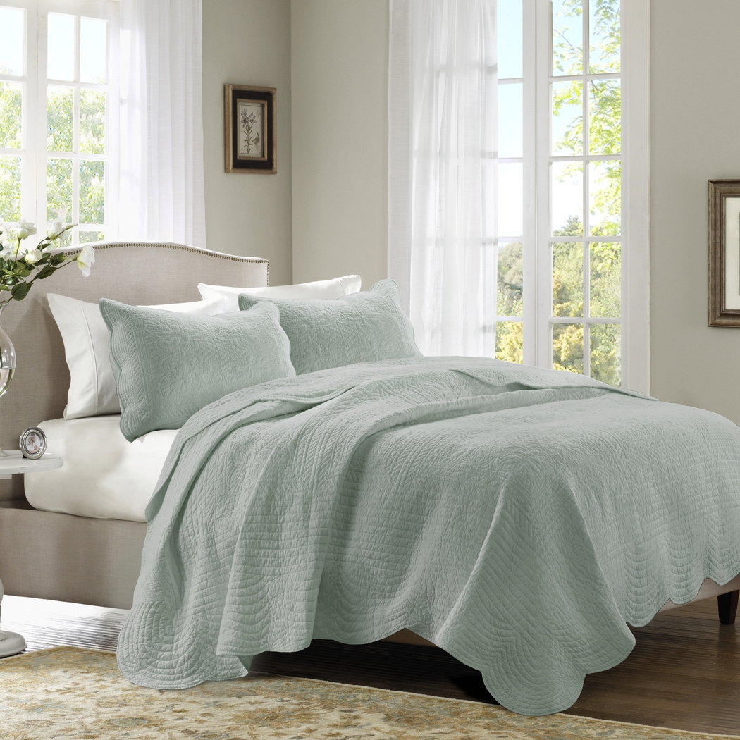 Friendswood Seafoam Green 3 Pc Full/Queen Quilt Set - Thumbnail - Image 1