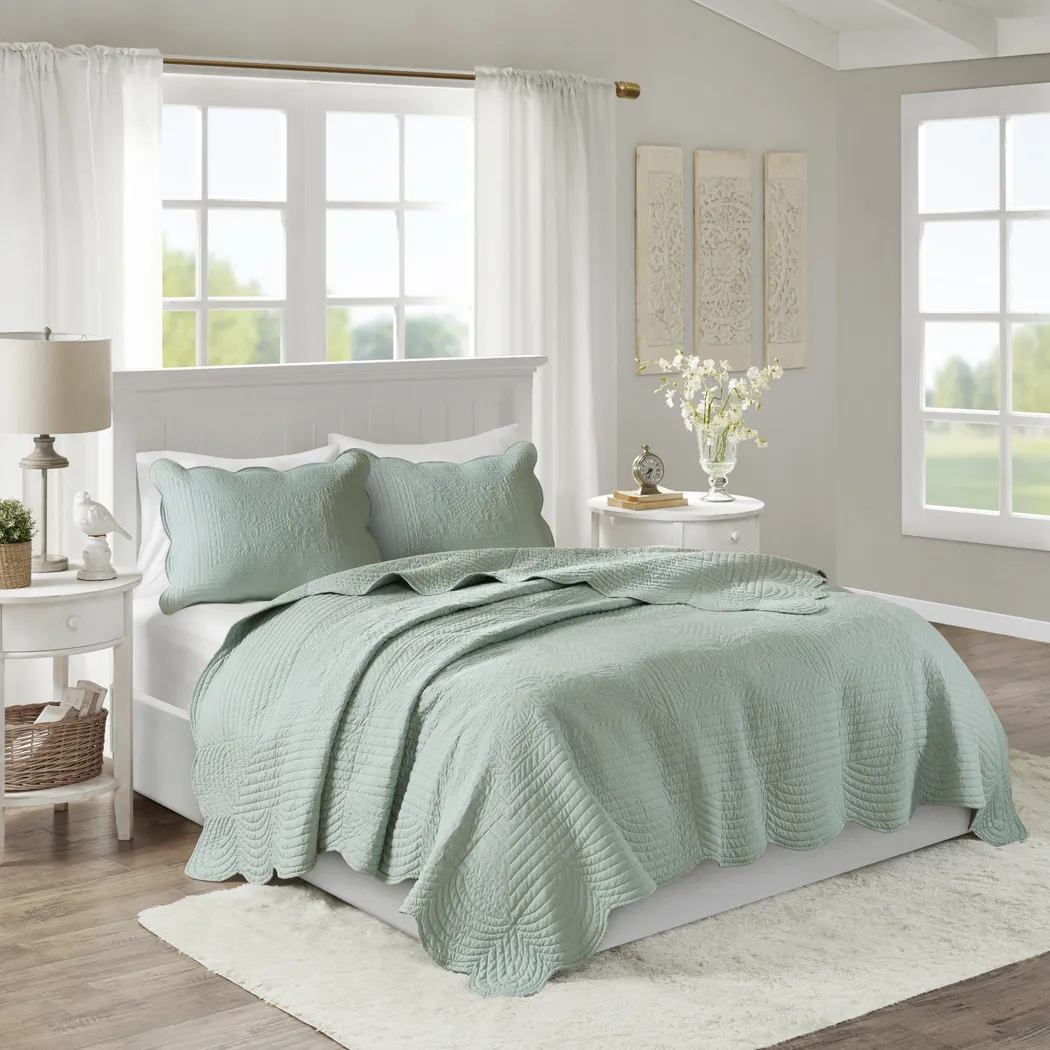 Friendswood Seafoam Green 3 Pc King/California King Quilt Set - Thumbnail - Image 2