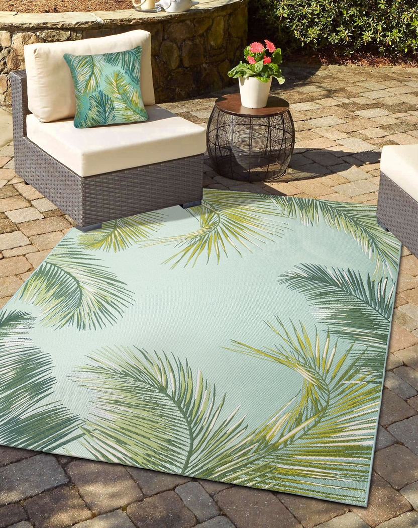 Frond Coast Aqua Indoor/Outdoor Accent Pillow - Thumbnail - Image 5