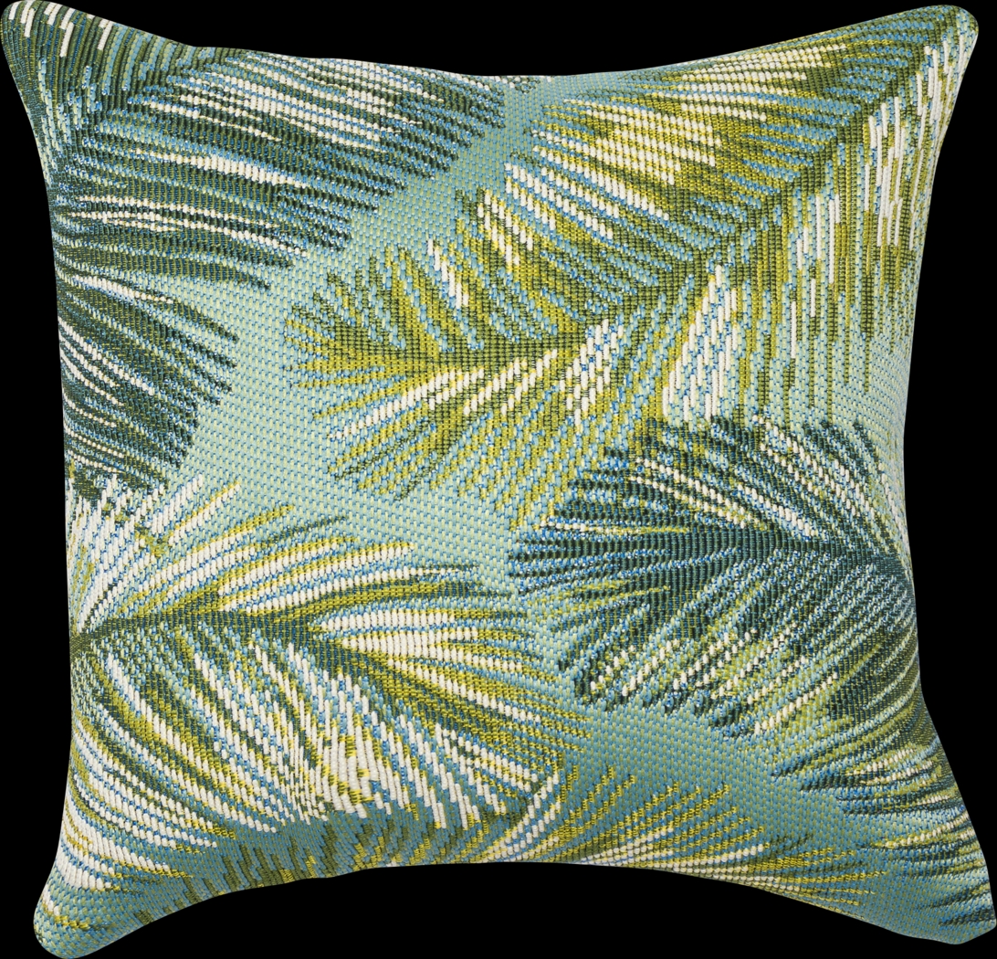 Frond Coast Aqua Indoor/Outdoor Accent Pillow - Thumbnail - Image 1