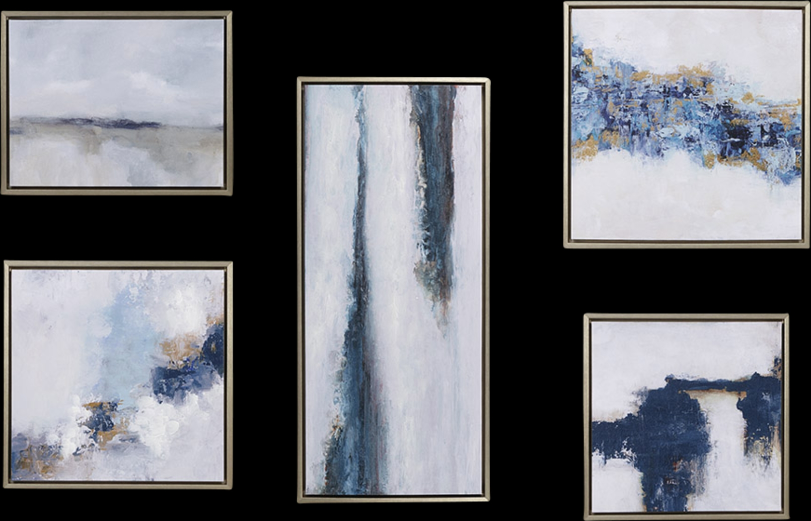 Frozen Thoughts Blue Artwork, Set of 5 - Thumbnail - Image 1