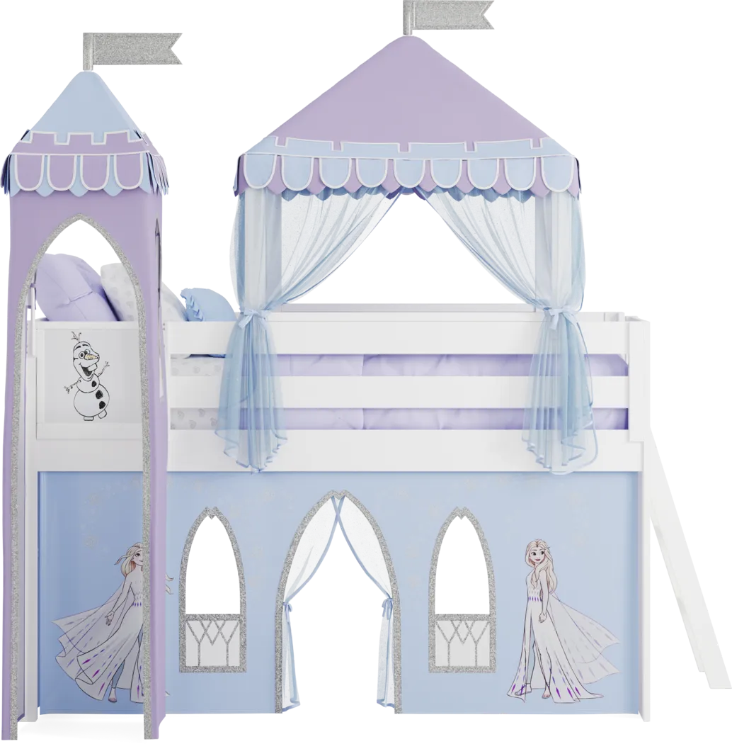 Frozen White Twin Low Loft with Activity Panel, Tent & Tower - Thumbnail - Image 2