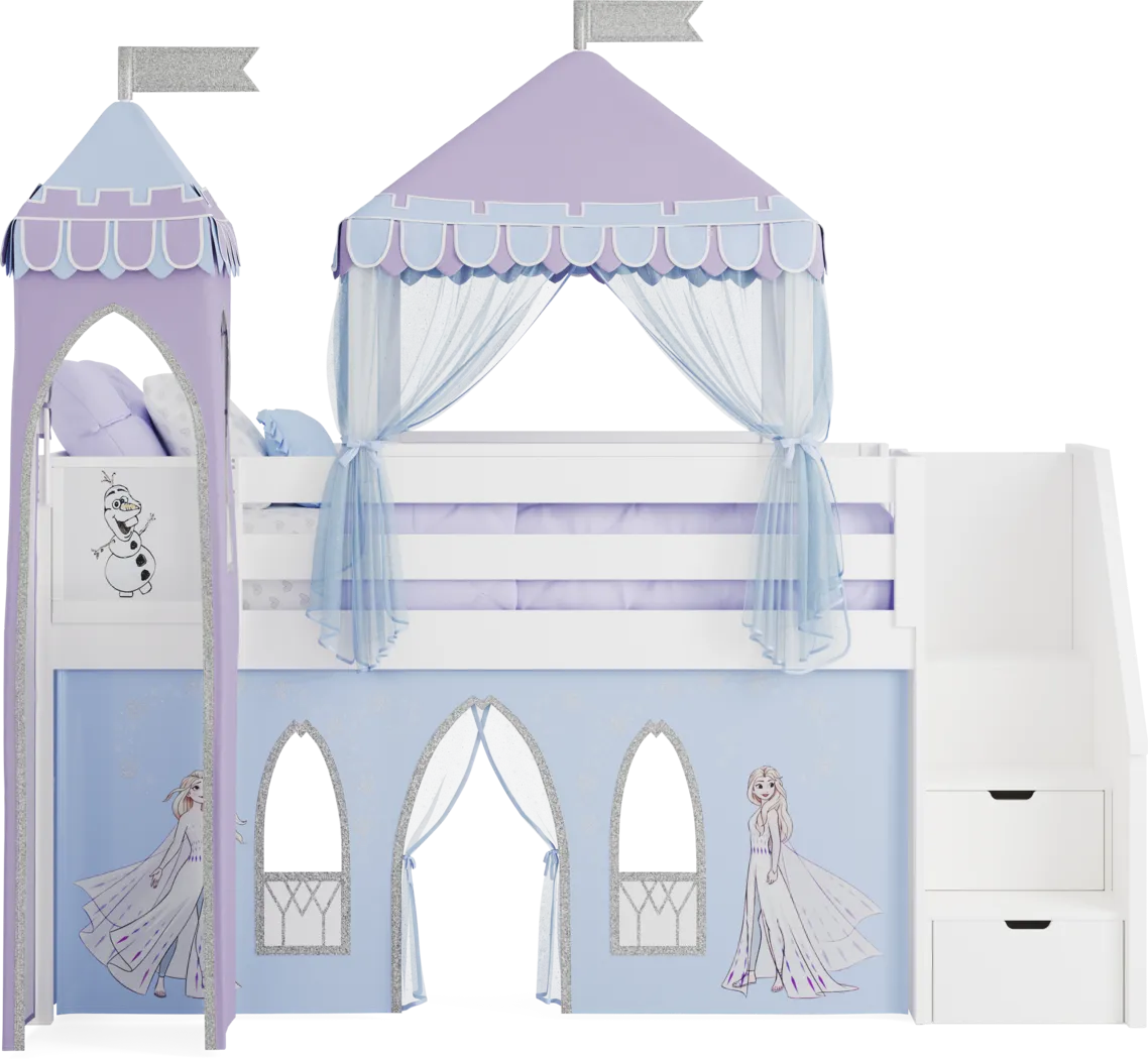 Frozen White Twin Low Step Loft with Activity Panel, Tent & Tower - Thumbnail - Image 3