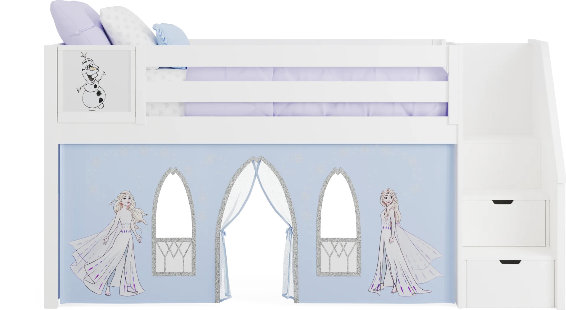 Frozen White Twin Low Step Loft with Activity Panel - Thumbnail - Image 3