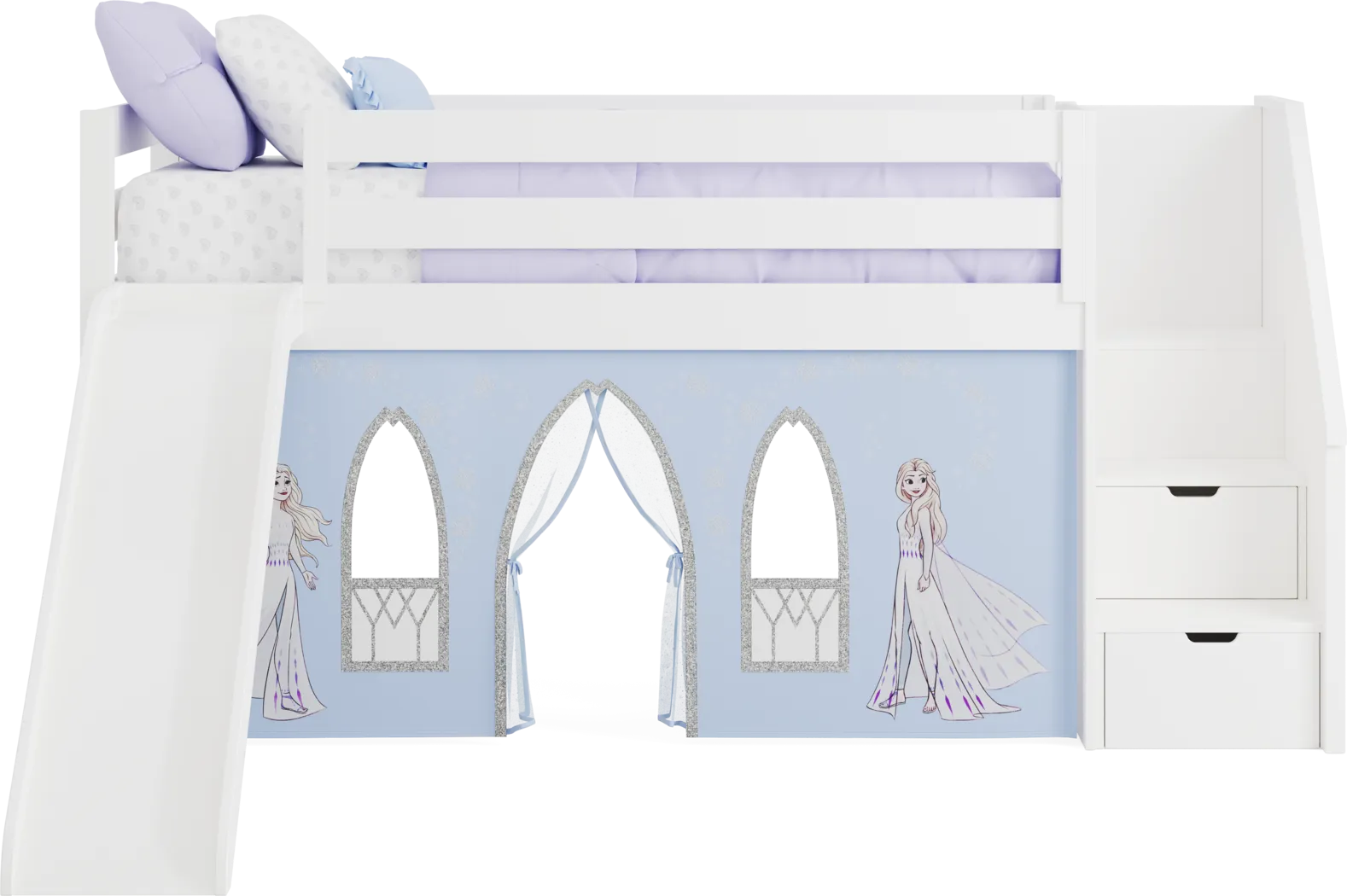 Frozen White Twin Low Step Loft with Slide - Thumbnail - Image 3