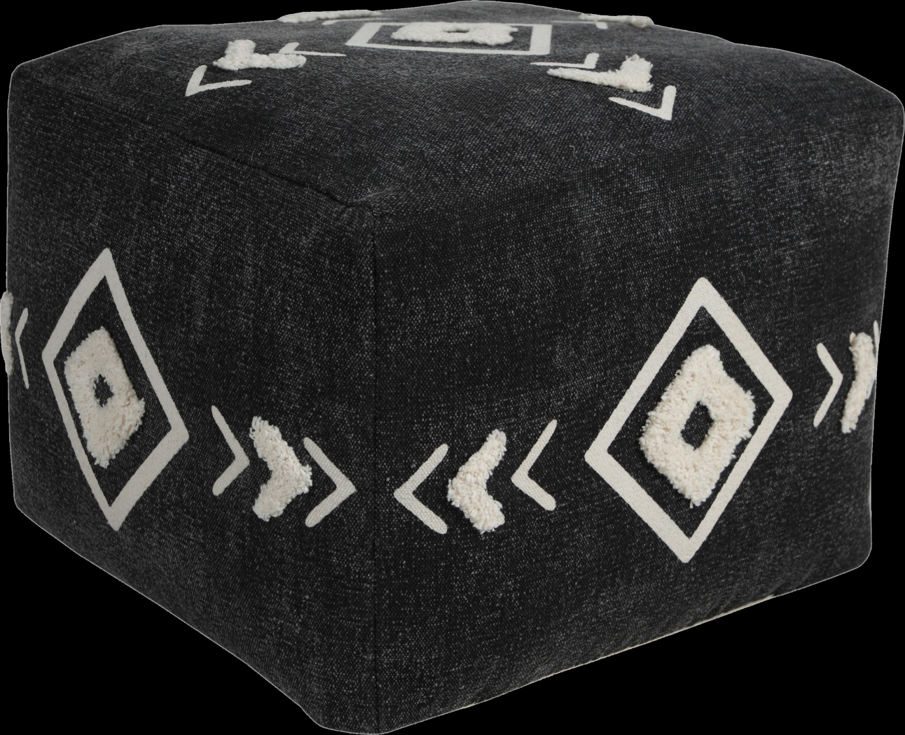Fuana Black/White Pouf - Thumbnail - Image 1