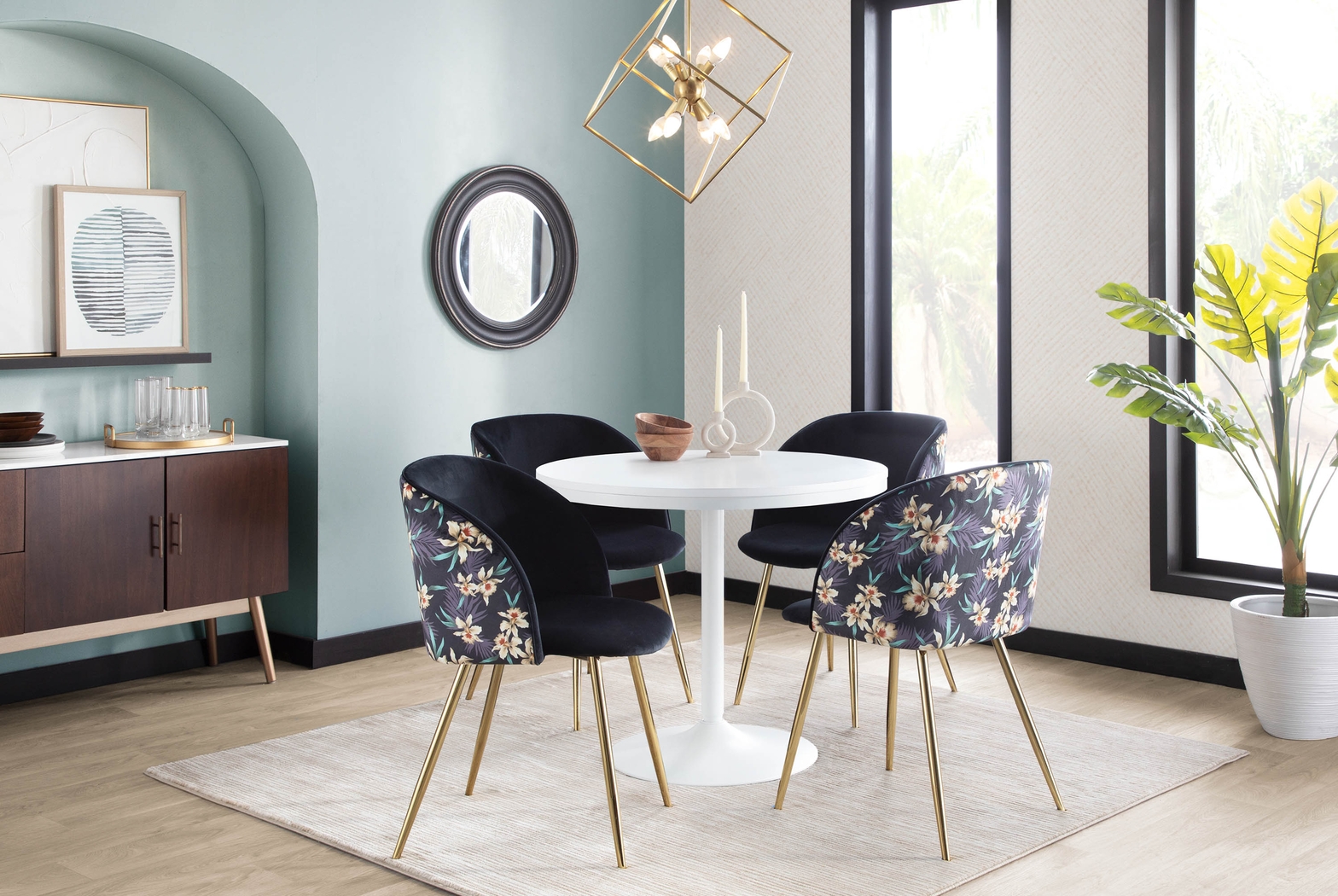 Fulham Black Floral Dining Chair, Set of 2 - Thumbnail - Image 9