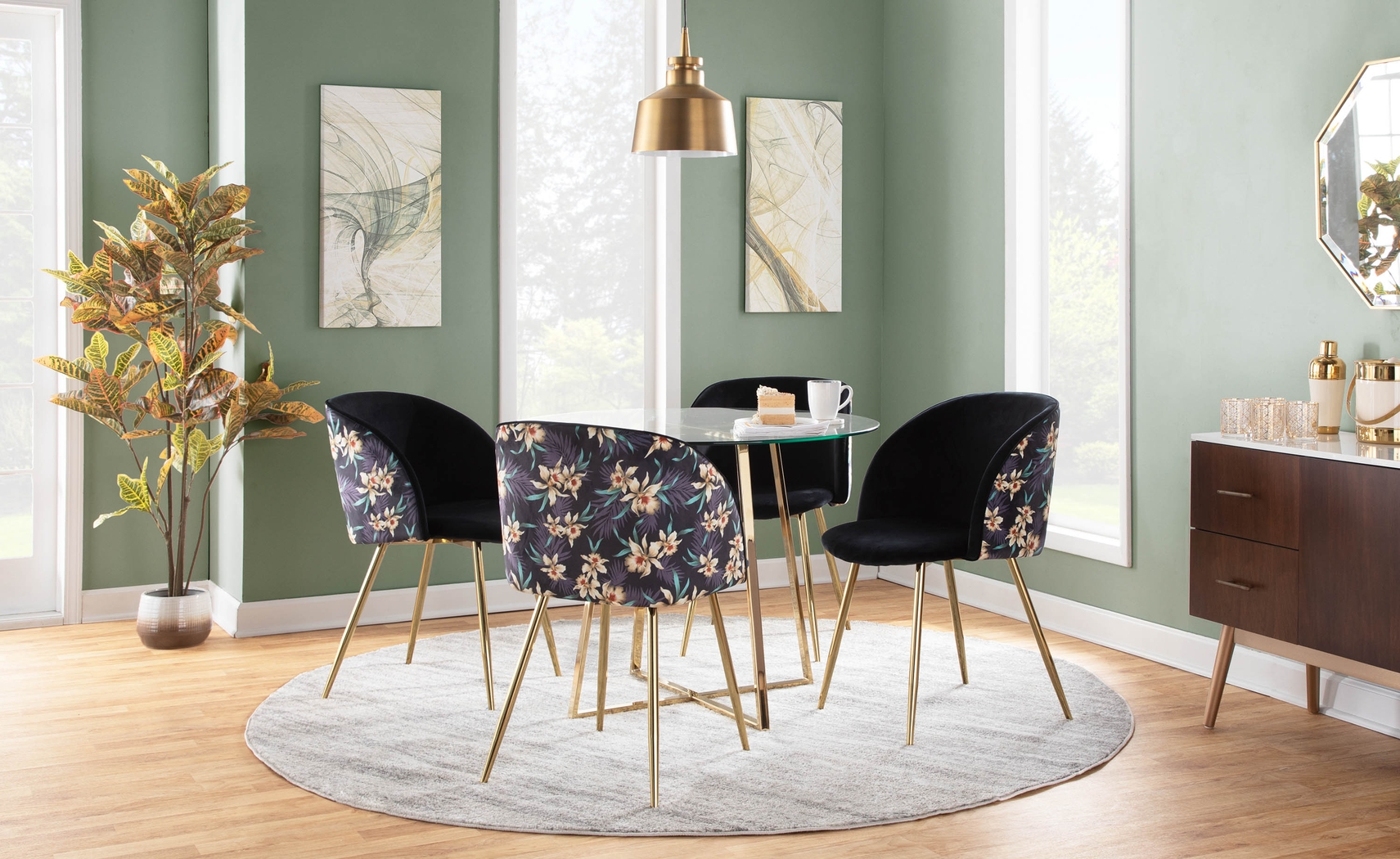 Fulham Black Floral Dining Chair, Set of 2 - Thumbnail - Image 10