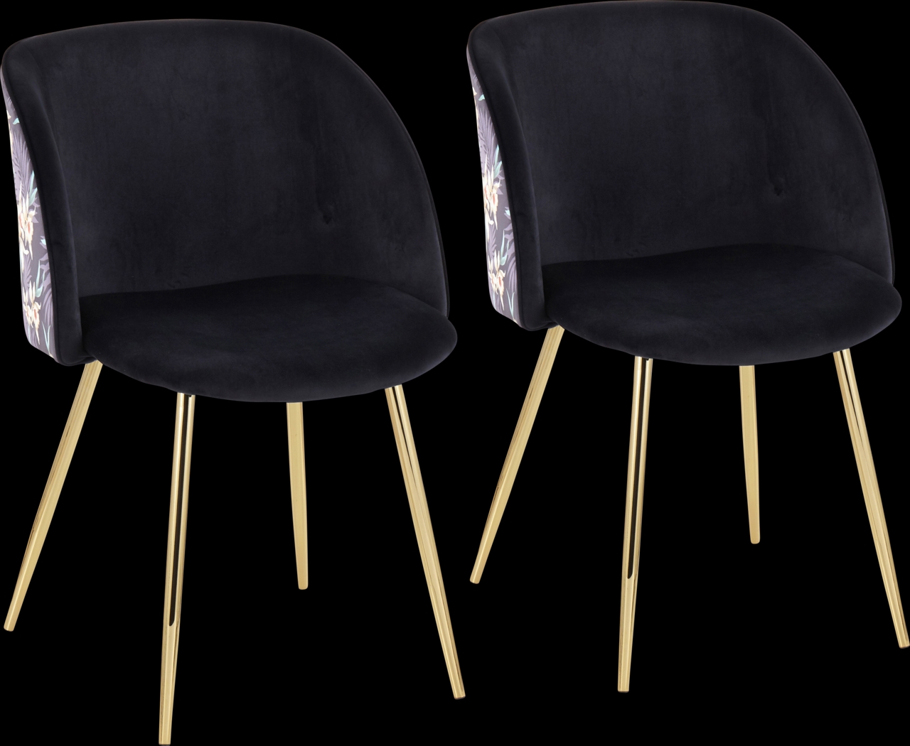 Fulham Black Floral Dining Chair, Set of 2 - Thumbnail - Image 1