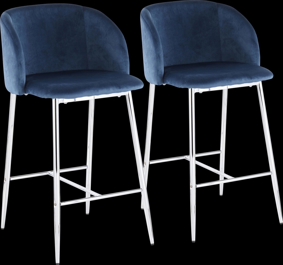 Fulham II Blue Counter Height Stool, Set of 2 - Thumbnail - Image 1